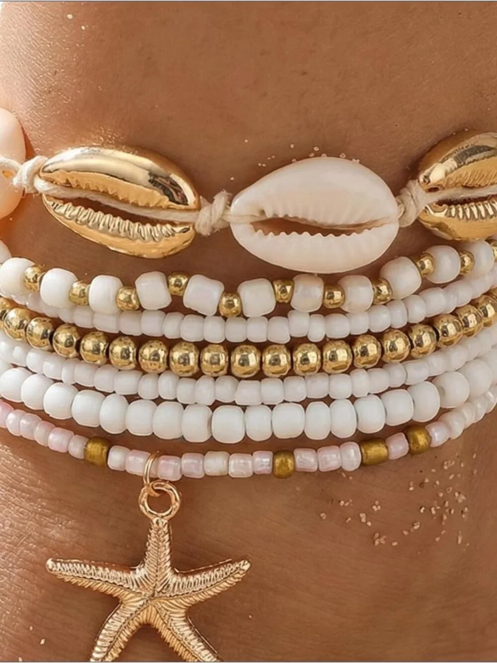 7PCS Boho Shell Ankle Bracelet Shell Beaded Ankle Bracelets for Women, Summer Be - Picture 3 of 8